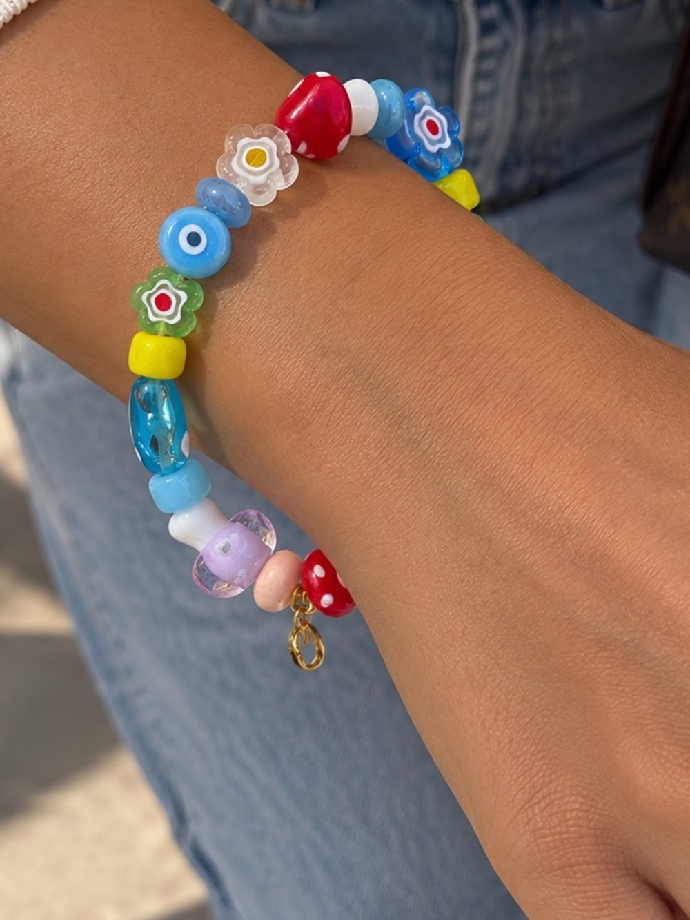 MAYAMAR Multicolor Glass Bead Charm Bracelet